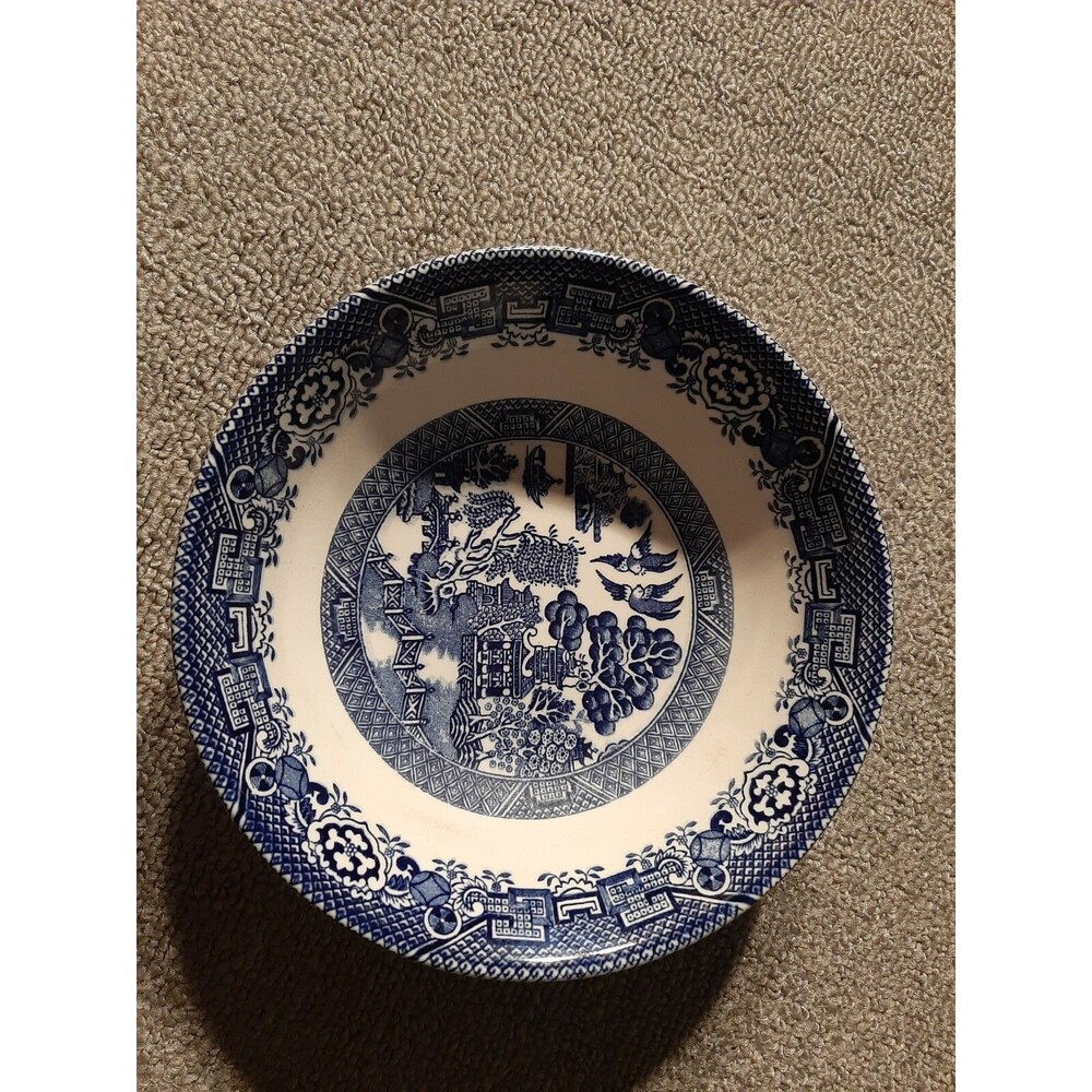 wood and sons england soup cereal bowl Kew blue flower dish rare White & Blue